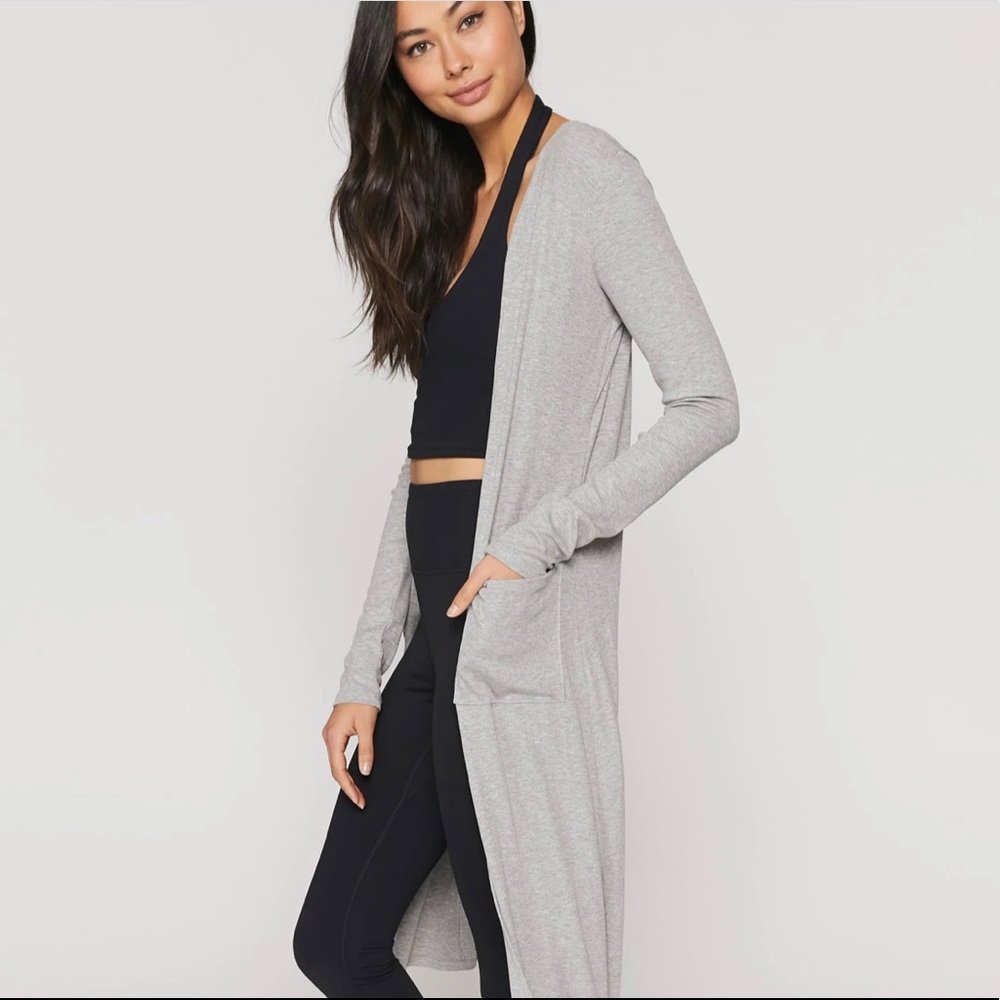 Spiritual Gangster ribbed  Heather Grey cardigan.